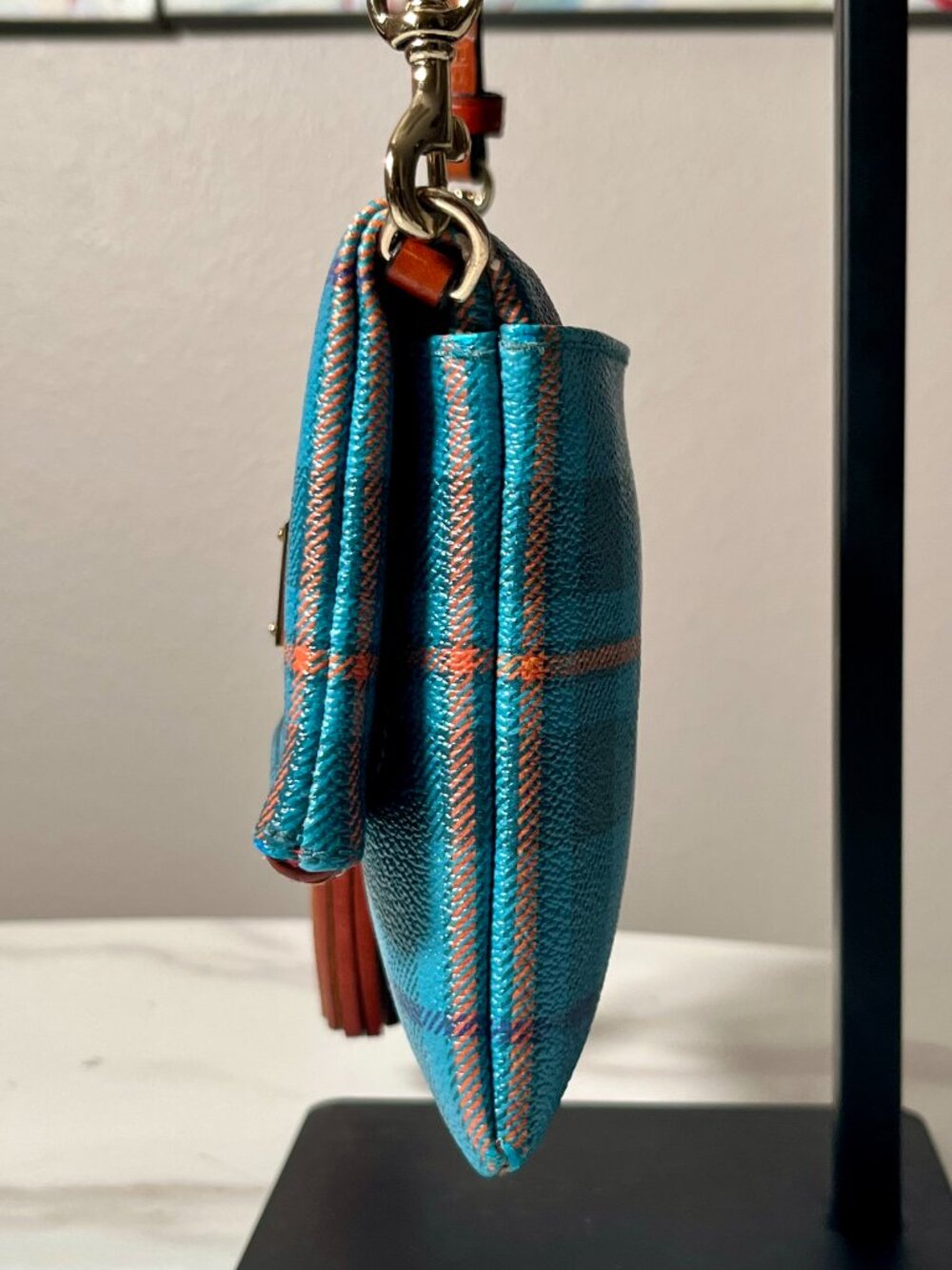 Dooney & Bourke Tiverton Blue Tartan Plaid Crossbody Tassel Bag + COA - Picture 4 of 15